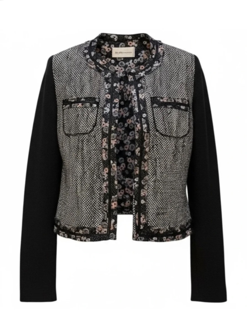 BCBGeneration Tweed Wool Blend Jacket With Floral Trim